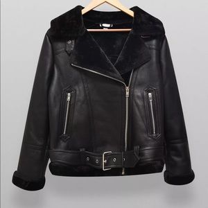 TOPSHOP Tall Black Aviator Jacket